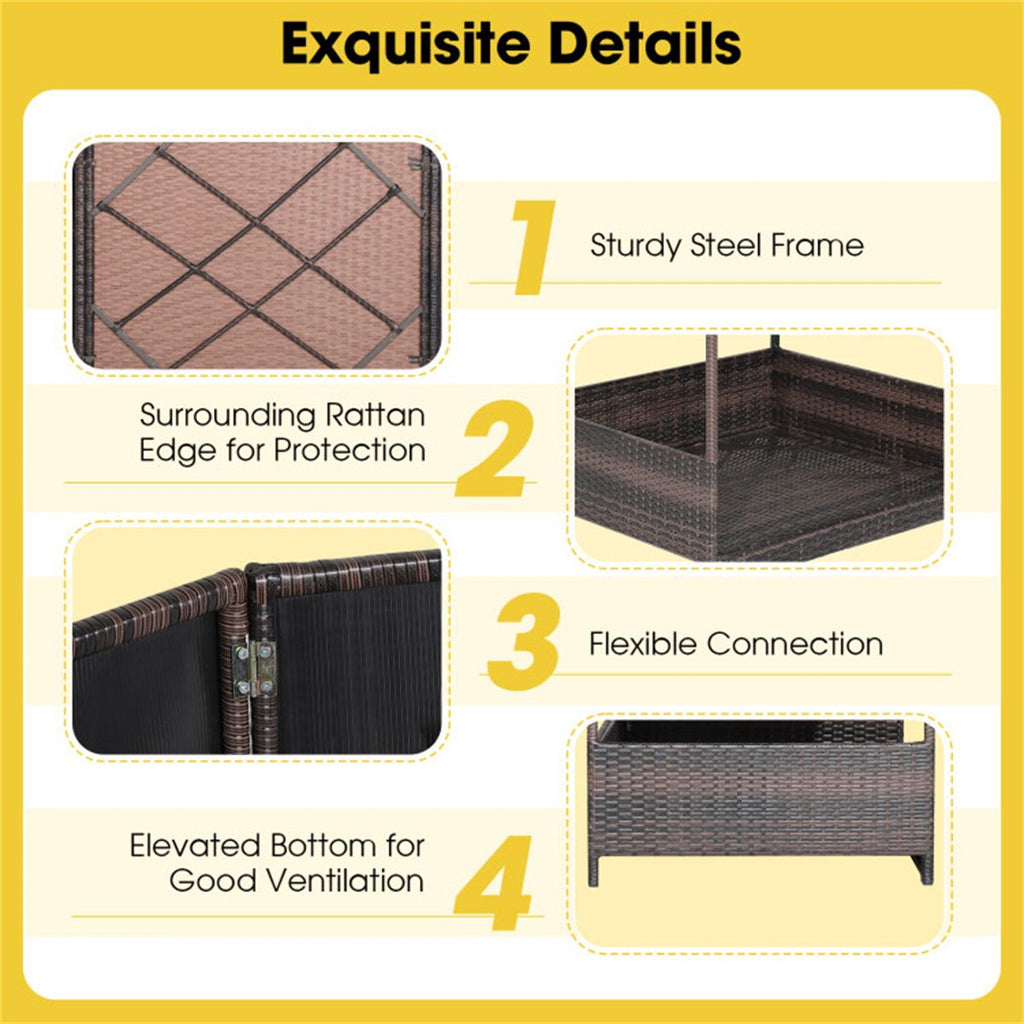 Dog House Outdoor with Canopy, Rattan Dog Bed with Water - resistant Cushion, - Dog Time Outlet