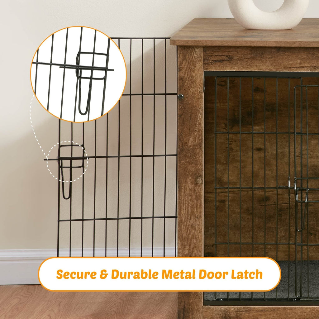 Dog Kennel Furniture, Wooden Dog Crate End Table, Heavy Duty Dog Crate, Decorative Pet Crate Dog Cage for Large Indoor Use (Rustic Brown) 27" L×20" W×23"H - Dog Time Outlet