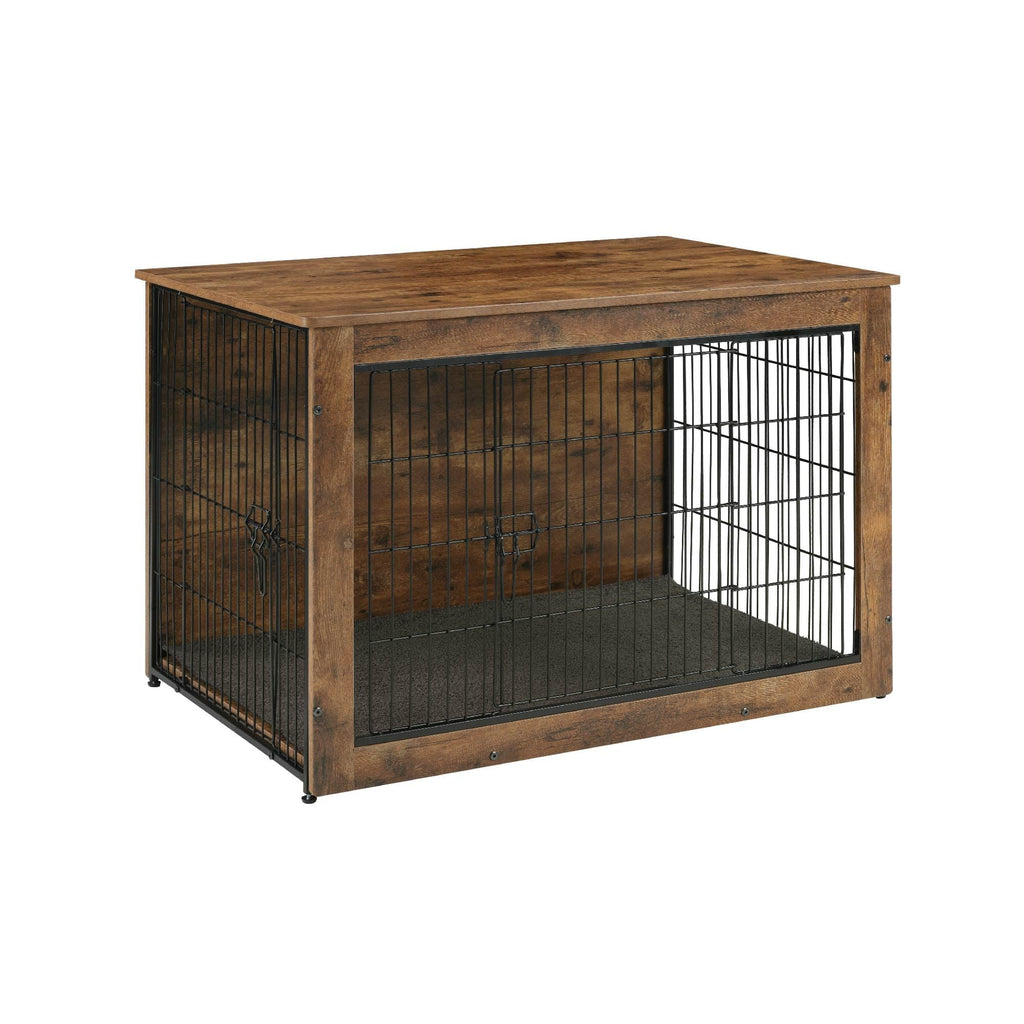 Dog Kennel Furniture, Wooden Dog Crate End Table, Heavy Duty Dog Crate, Decorative Pet Crate Dog Cage for Large Indoor Use (Rustic Brown) 27" L×20" W×23"H - Dog Time Outlet