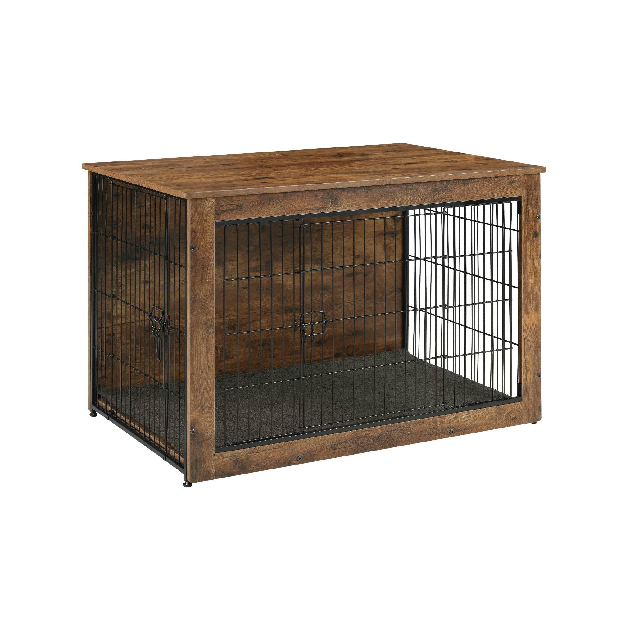 Dog Kennel Furniture, Wooden Dog Crate End Table, Heavy Duty Dog Crate, Decorative Pet Crate Dog Cage for Large Indoor Use (Rustic Brown) 27" L×20" W×23"H - Dog Time Outlet