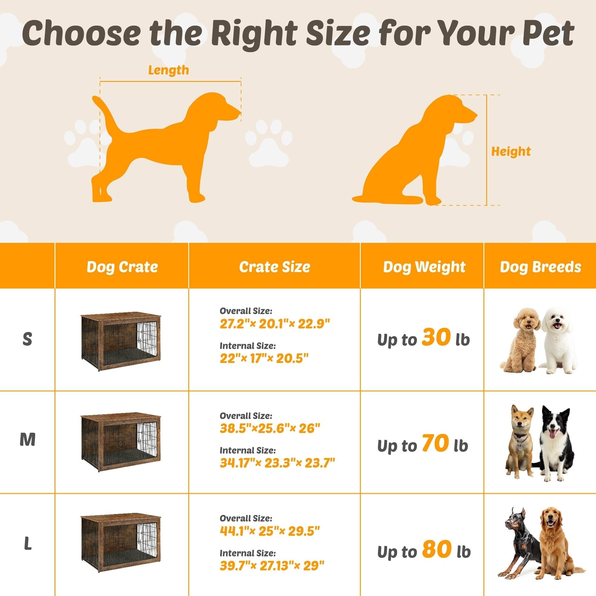 Dog Kennel Furniture, Wooden Dog Crate End Table, Heavy Duty Dog Crate, Decorative Pet Crate Dog Cage for Large Indoor Use (Rustic Brown) 27" L×20" W×23"H - Dog Time Outlet