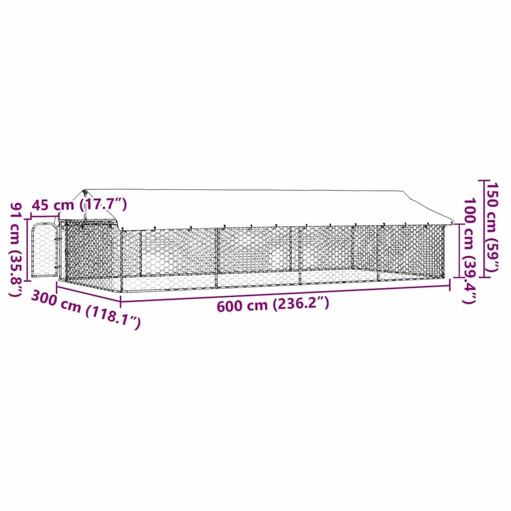 Dog Kennel Silver Galvanized Steel Large Dog Kennel Rectangular - Dog Time Outlet