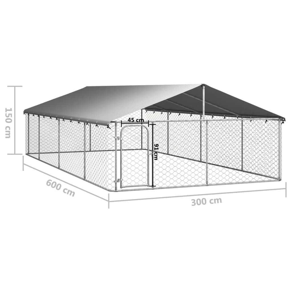 Dog Kennel Silver Galvanized Steel Large Dog Kennel Rectangular - Dog Time Outlet