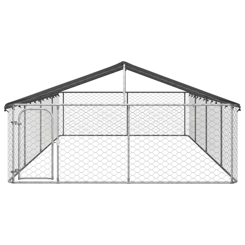 Dog Kennel Silver Galvanized Steel Large Dog Kennel Rectangular - Dog Time Outlet