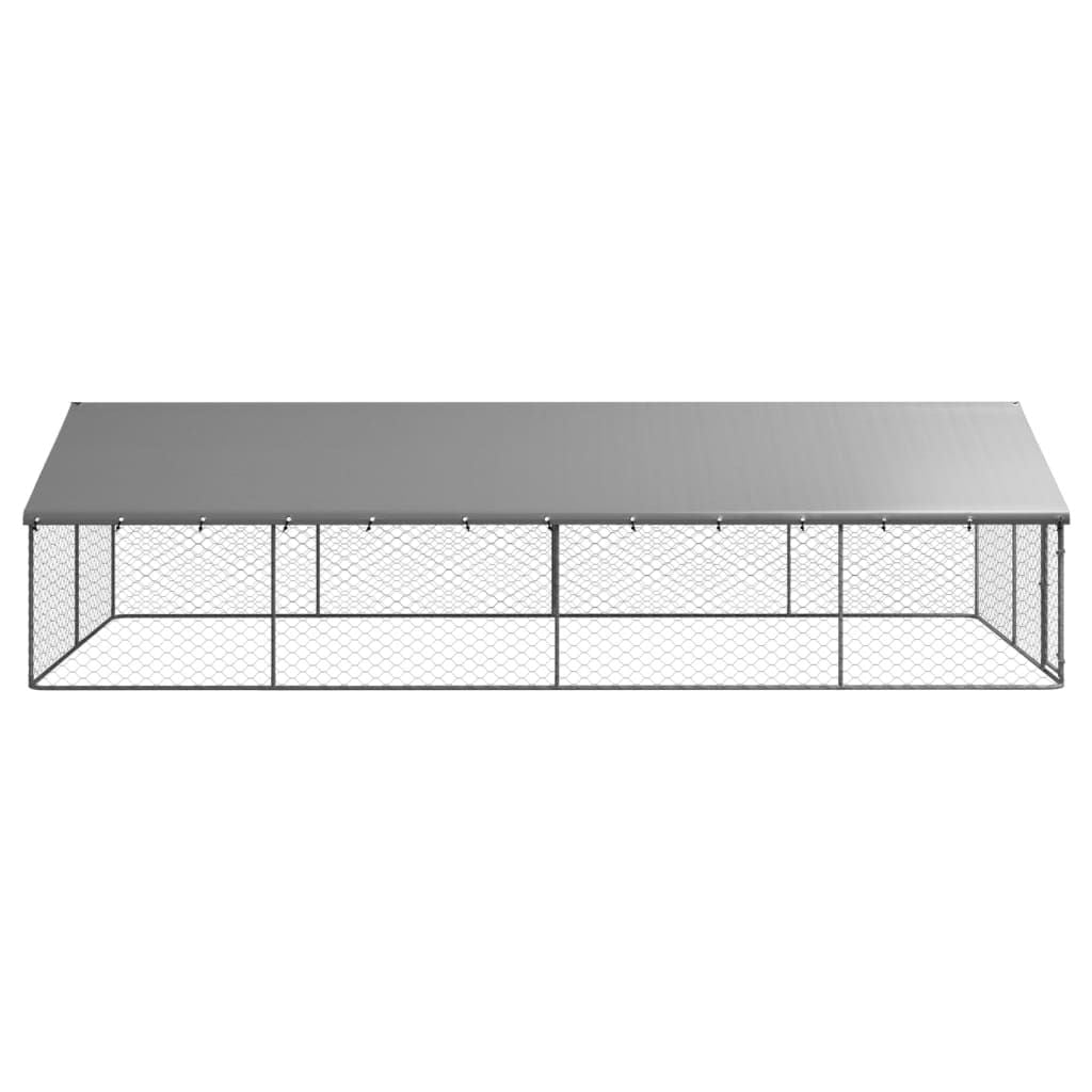 Dog Kennel Silver Galvanized Steel Large Dog Kennel Rectangular - Dog Time Outlet