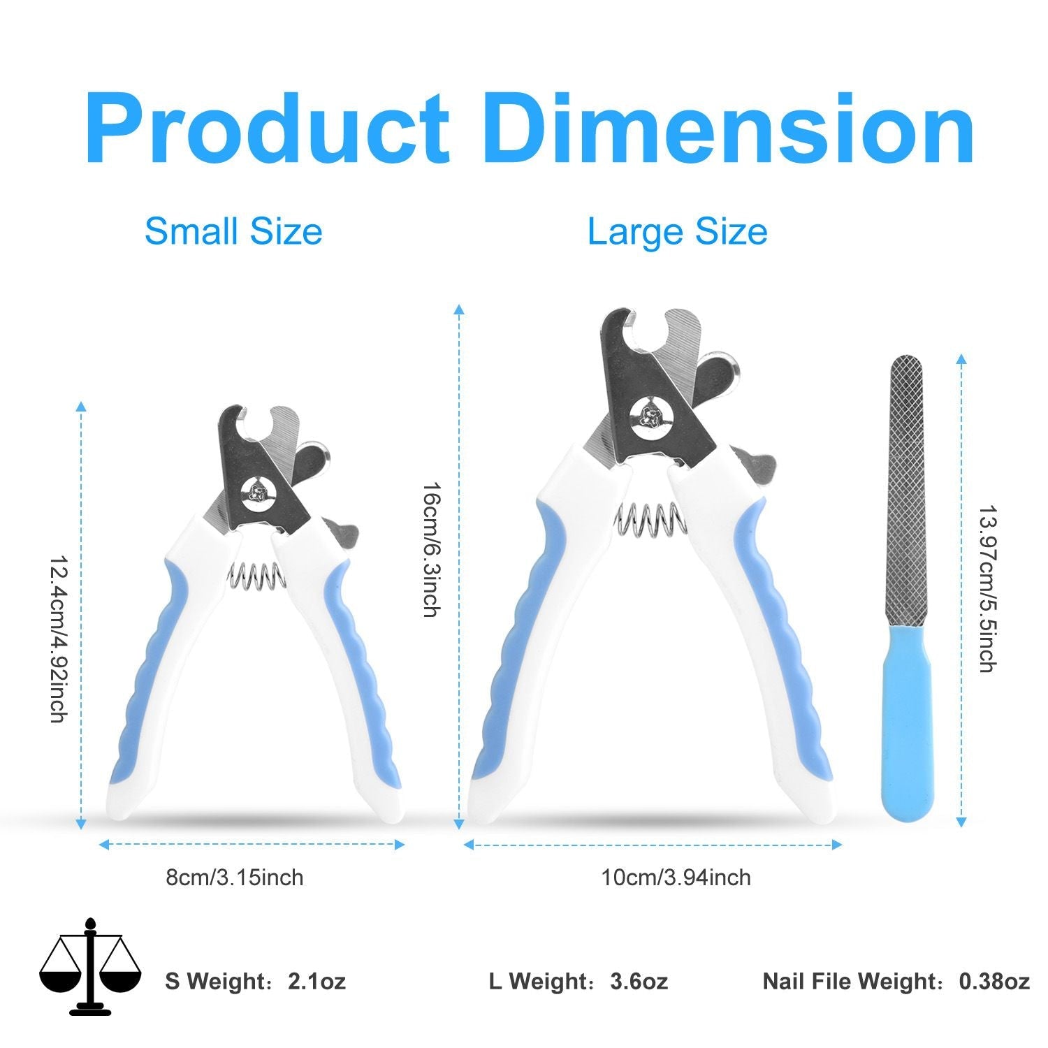 Dog Nail Clippers Pet Cat Nail Toe Trimmer Stainless Steel Grooming Tool Free Nail File Small Medium Large Dogs L Size - Dog Time Outlet