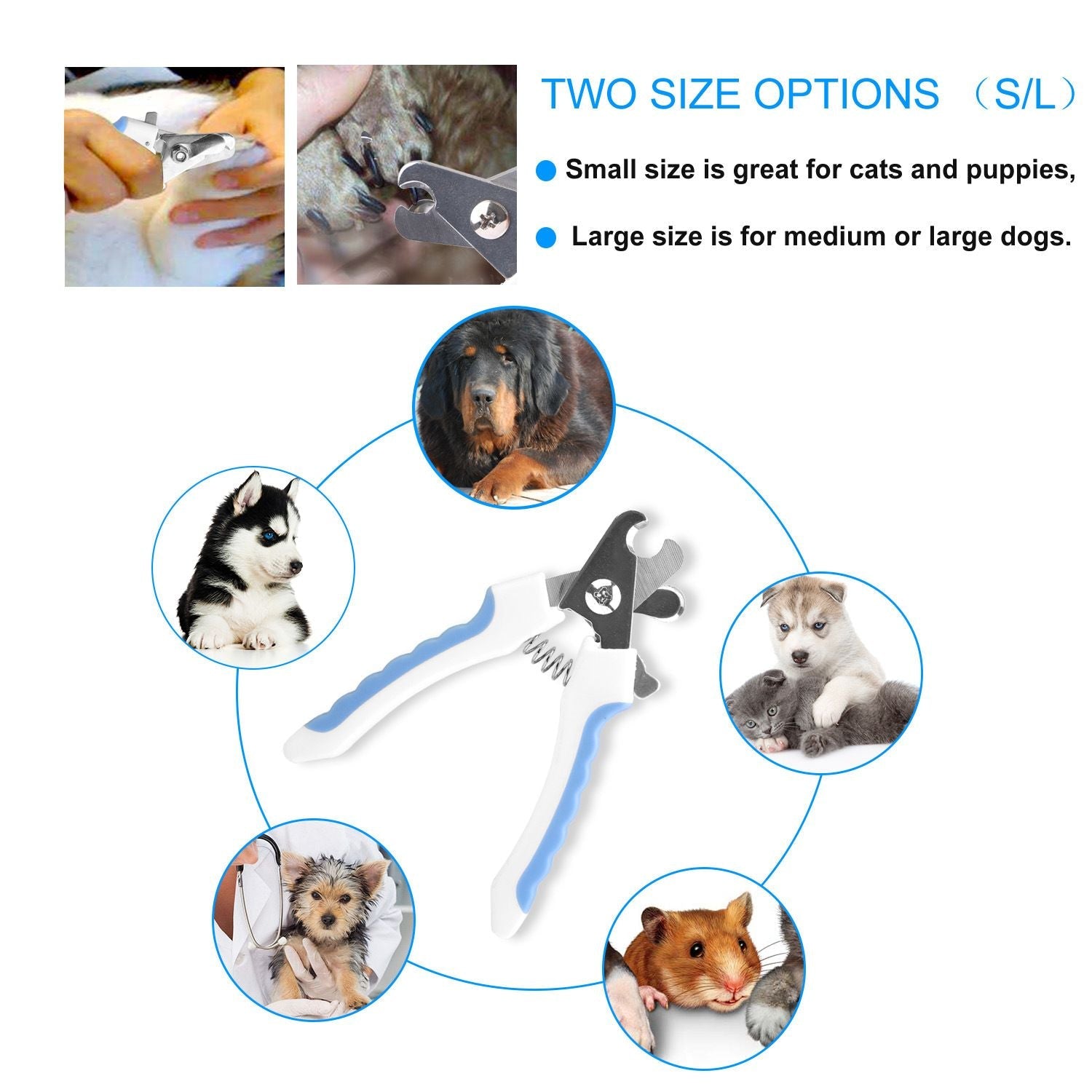 Dog Nail Clippers Pet Cat Nail Toe Trimmer Stainless Steel Grooming Tool Free Nail File Small Medium Large Dogs L Size - Dog Time Outlet