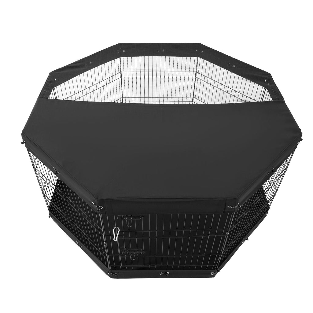 Dog Playpen, 8 Pcs 30"H x 24"W Panels Foldable Metal Pet Exercise Pen, Dog Fence Indoor and Outdoor Pen with Door, Bottom Pad and Top Cover, Pet Playpen for Dogs, Cats, Other Small Animals - Dog Time Outlet