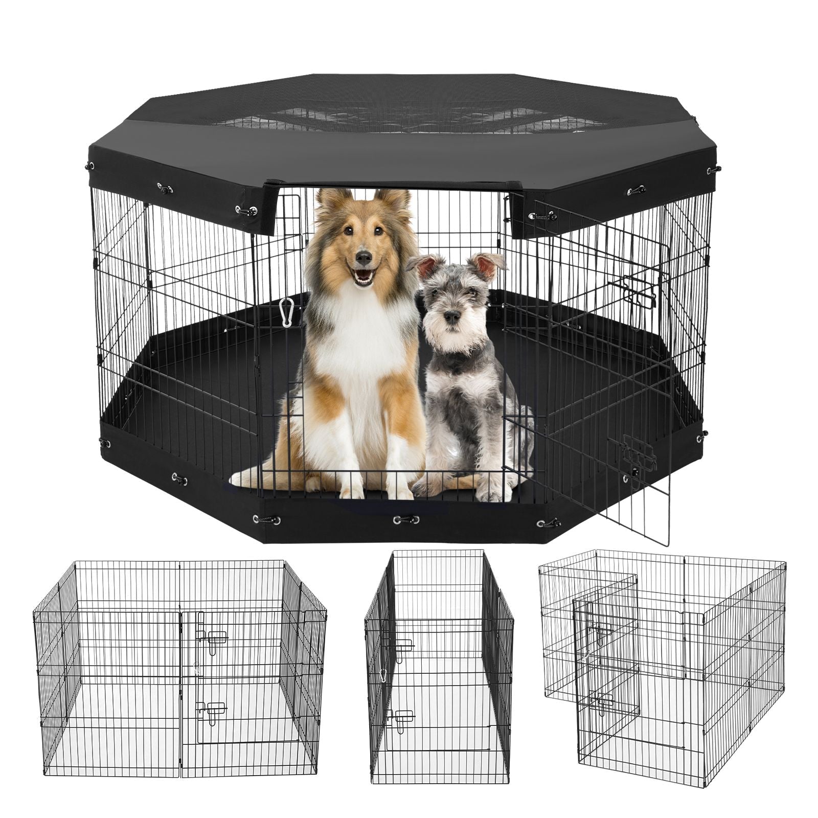 Dog Playpen, 8 Pcs 30"H x 24"W Panels Foldable Metal Pet Exercise Pen, Dog Fence Indoor and Outdoor Pen with Door, Bottom Pad and Top Cover, Pet Playpen for Dogs, Cats, Other Small Animals - Dog Time Outlet