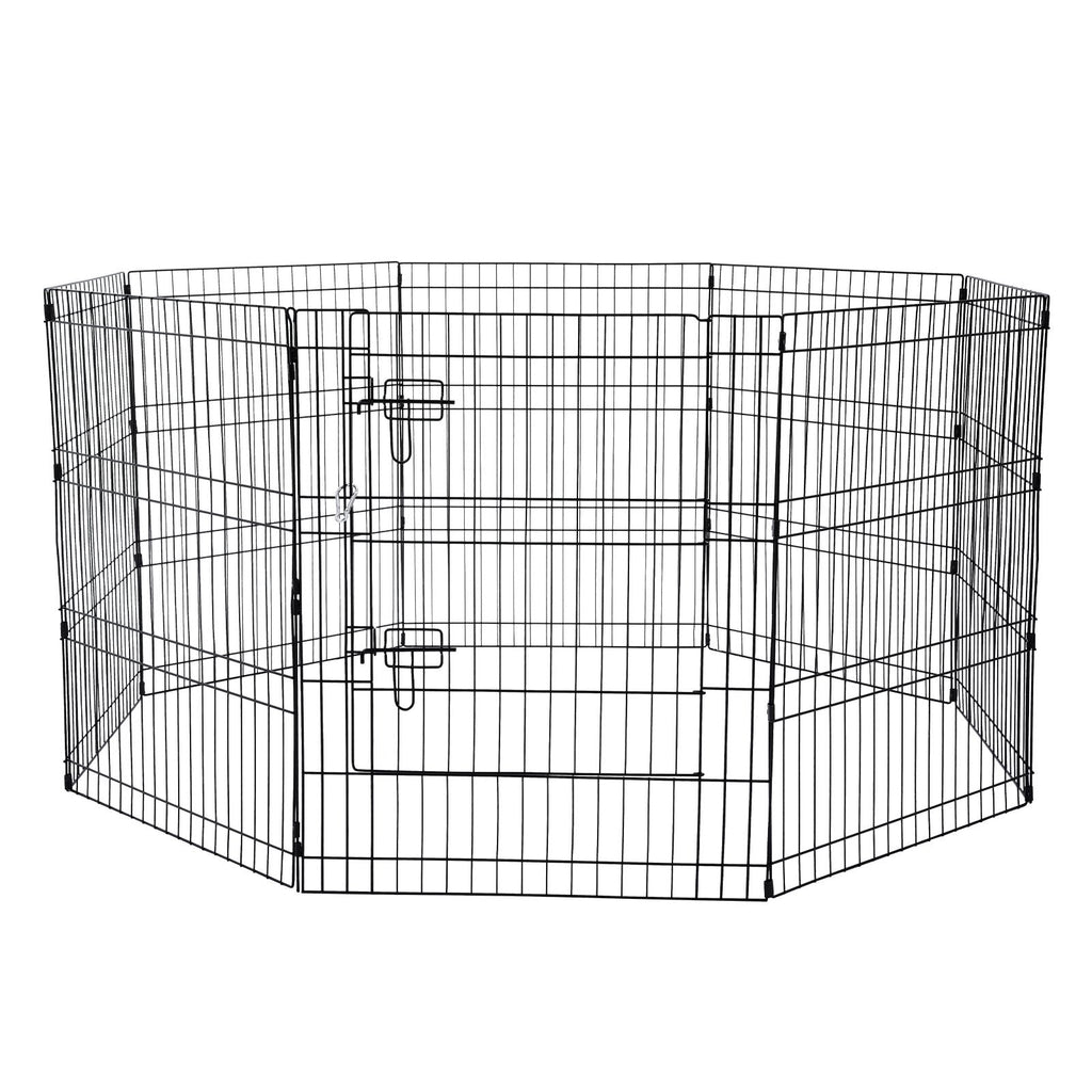 Dog Playpen, 8 Pcs 30"H x 24"W Panels Foldable Metal Pet Exercise Pen, Dog Fence Indoor and Outdoor Pen with Door, Bottom Pad and Top Cover, Pet Playpen for Dogs, Cats, Other Small Animals - Dog Time Outlet