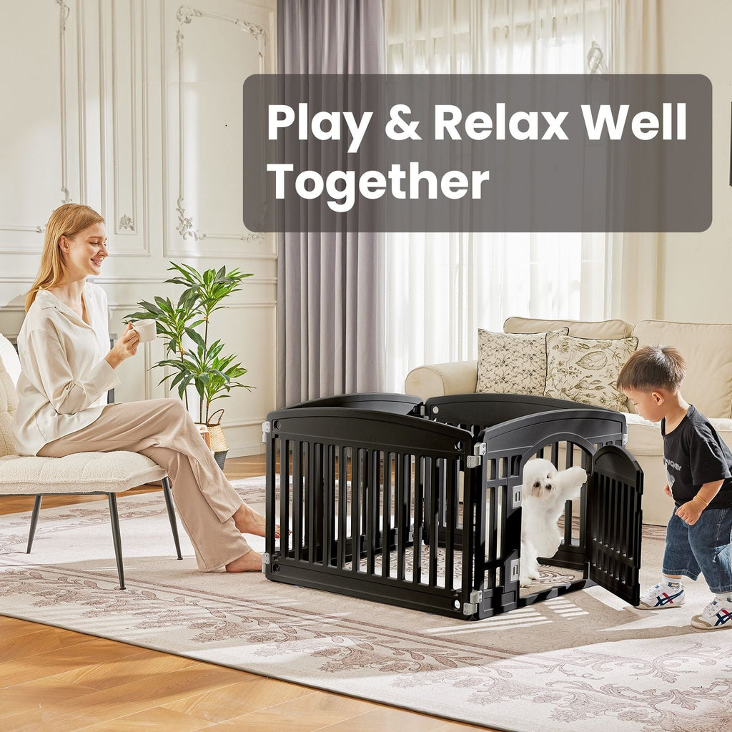 Dog Playpen Safe & Secure Indoor/Outdoor Pet Fence | Folding & Portable | Ideal for Small to Medium Dogs | Easy to Clean - Dog Time Outlet
