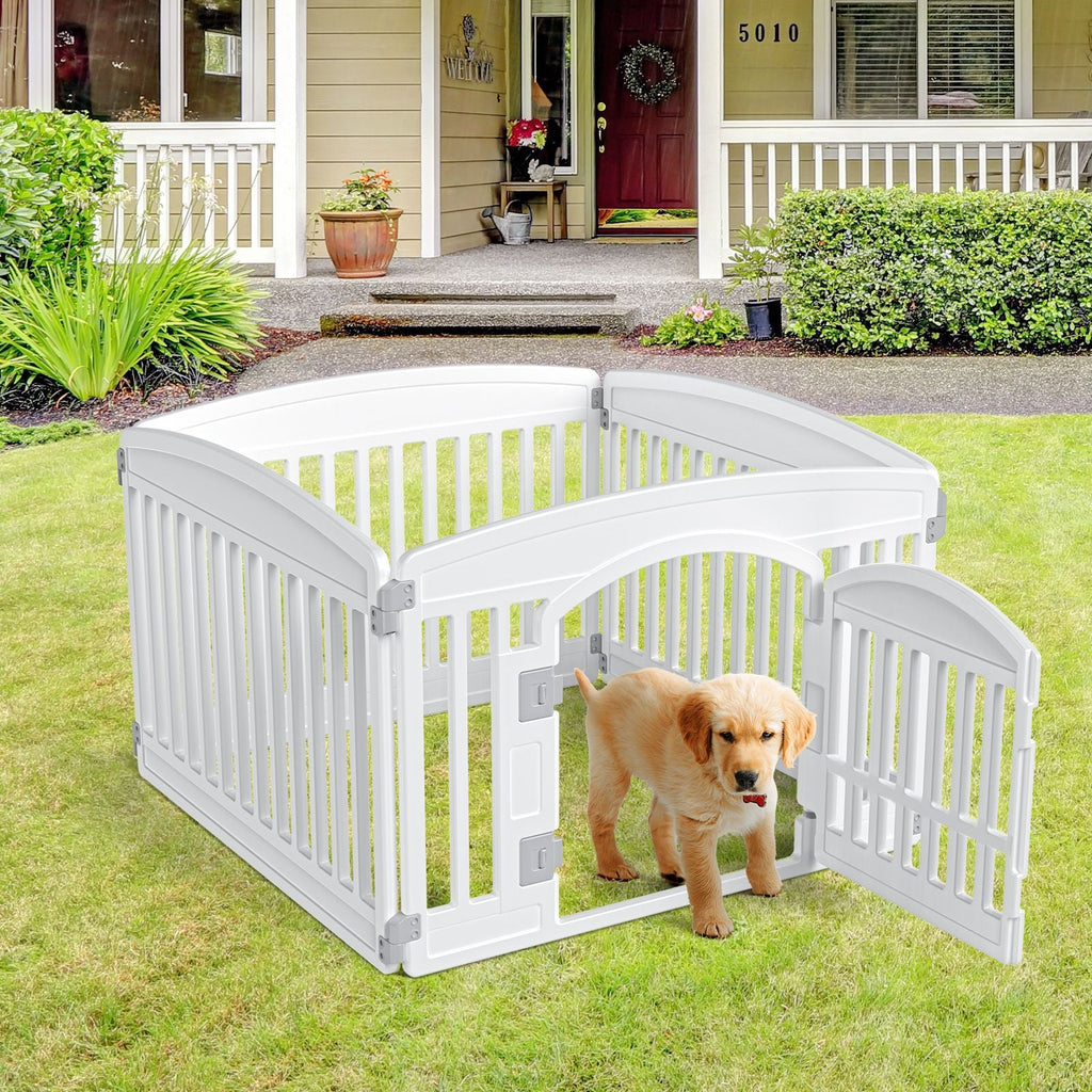 Dog Playpen Safe & Secure Indoor/Outdoor Pet Fence | Folding & Portable | Ideal for Small to Medium Dogs | Easy to Clean - Dog Time Outlet