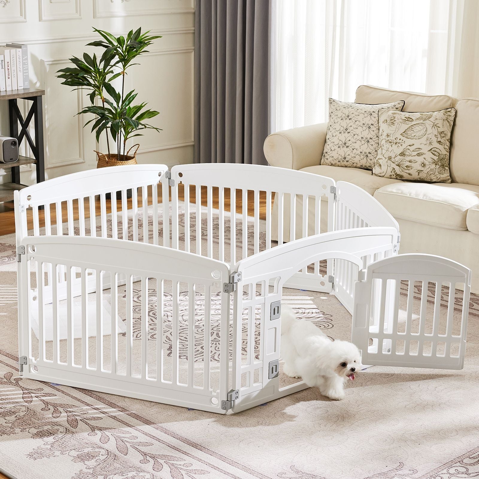 Dog Playpen Safe & Secure Indoor/Outdoor Pet Fence | Folding & Portable | Ideal for Small to Medium Dogs | Easy to Clean - Dog Time Outlet