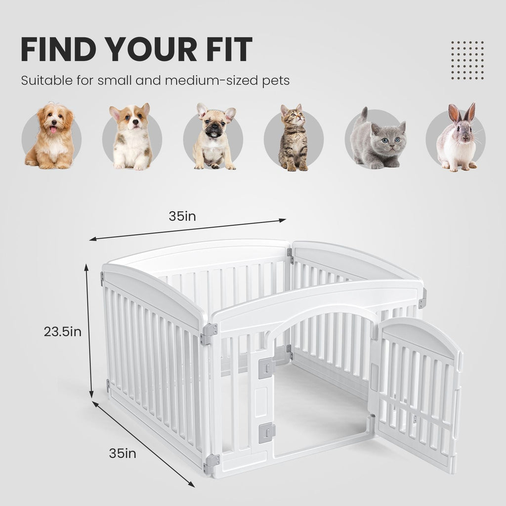Dog Playpen Safe & Secure Indoor/Outdoor Pet Fence | Folding & Portable | Ideal for Small to Medium Dogs | Easy to Clean - Dog Time Outlet