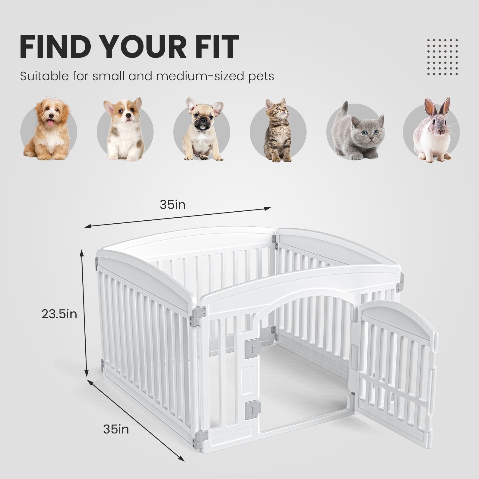Dog Playpen Safe & Secure Indoor/Outdoor Pet Fence | Folding & Portable | Ideal for Small to Medium Dogs | Easy to Clean - Dog Time Outlet