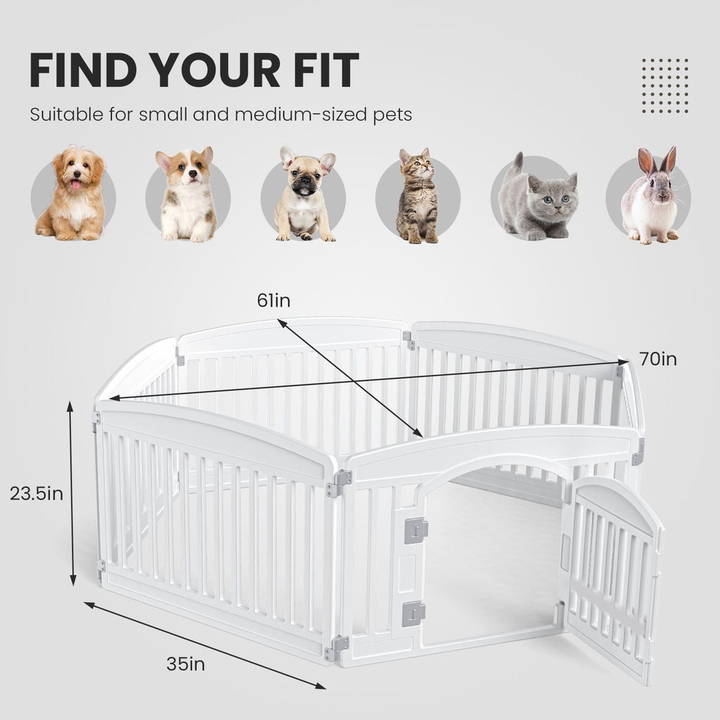 Dog Playpen Safe & Secure Indoor/Outdoor Pet Fence | Folding & Portable | Ideal for Small to Medium Dogs | Easy to Clean - Dog Time Outlet