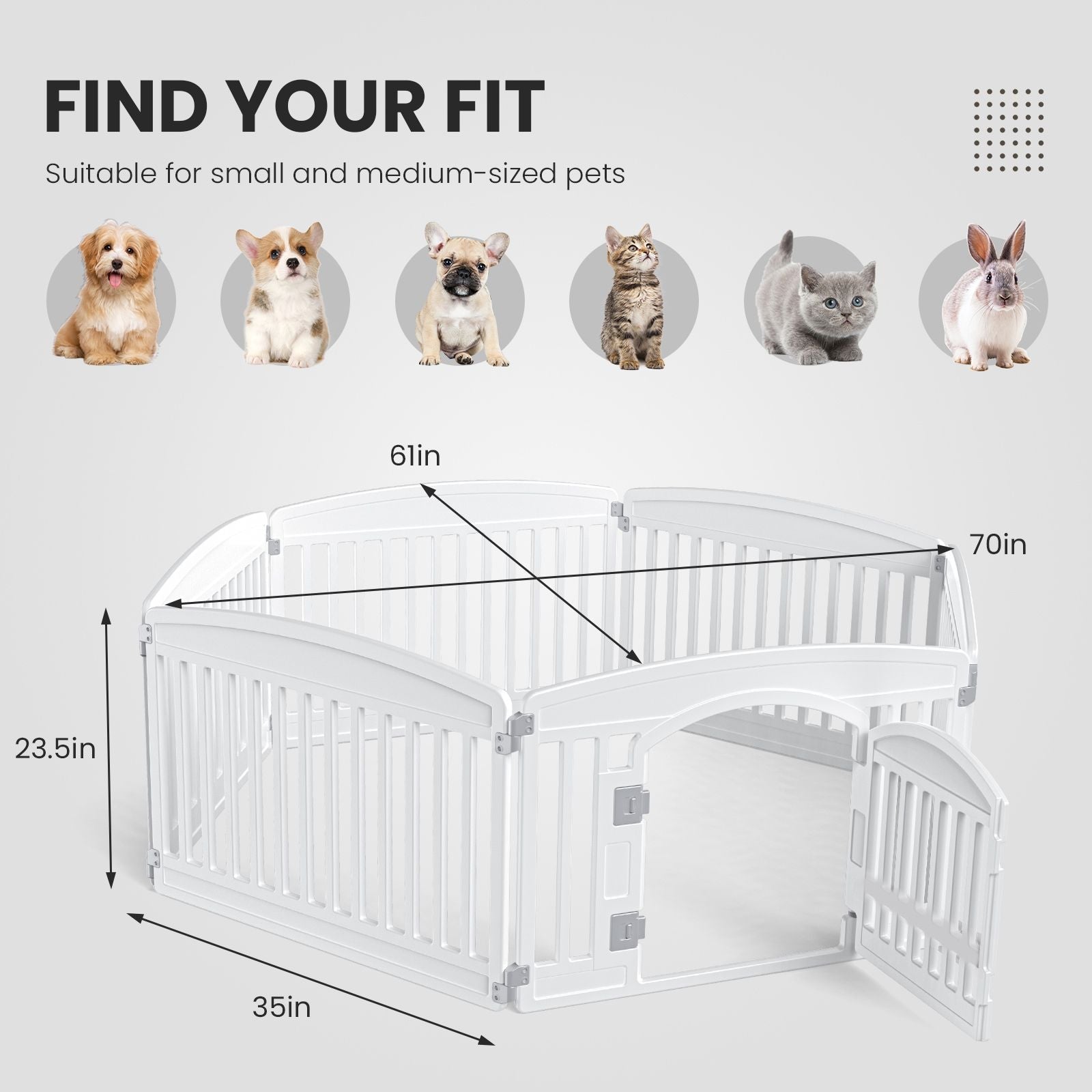 Dog Playpen Safe & Secure Indoor/Outdoor Pet Fence | Folding & Portable | Ideal for Small to Medium Dogs | Easy to Clean - Dog Time Outlet