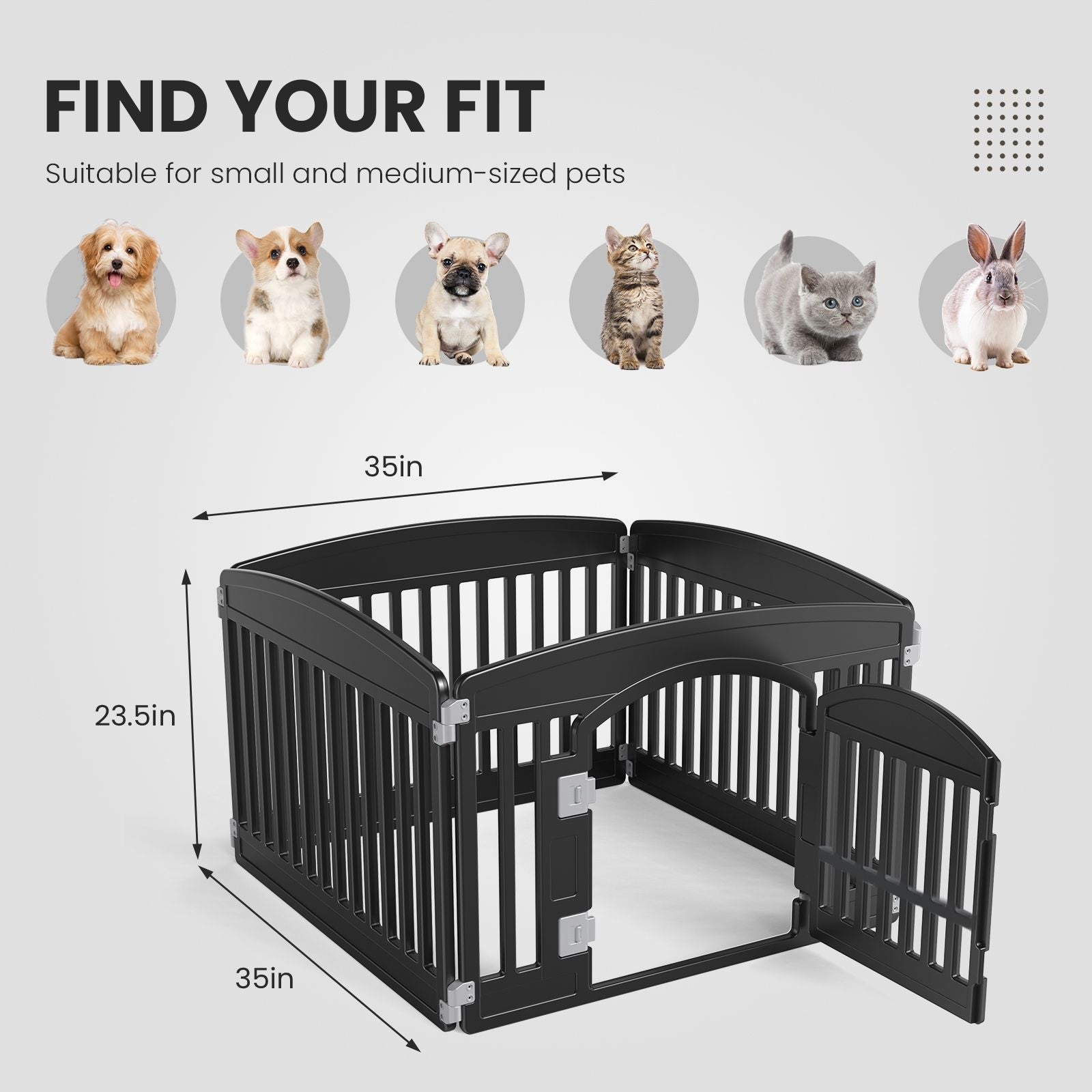 Dog Playpen Safe & Secure Indoor/Outdoor Pet Fence | Folding & Portable | Ideal for Small to Medium Dogs | Easy to Clean - Dog Time Outlet