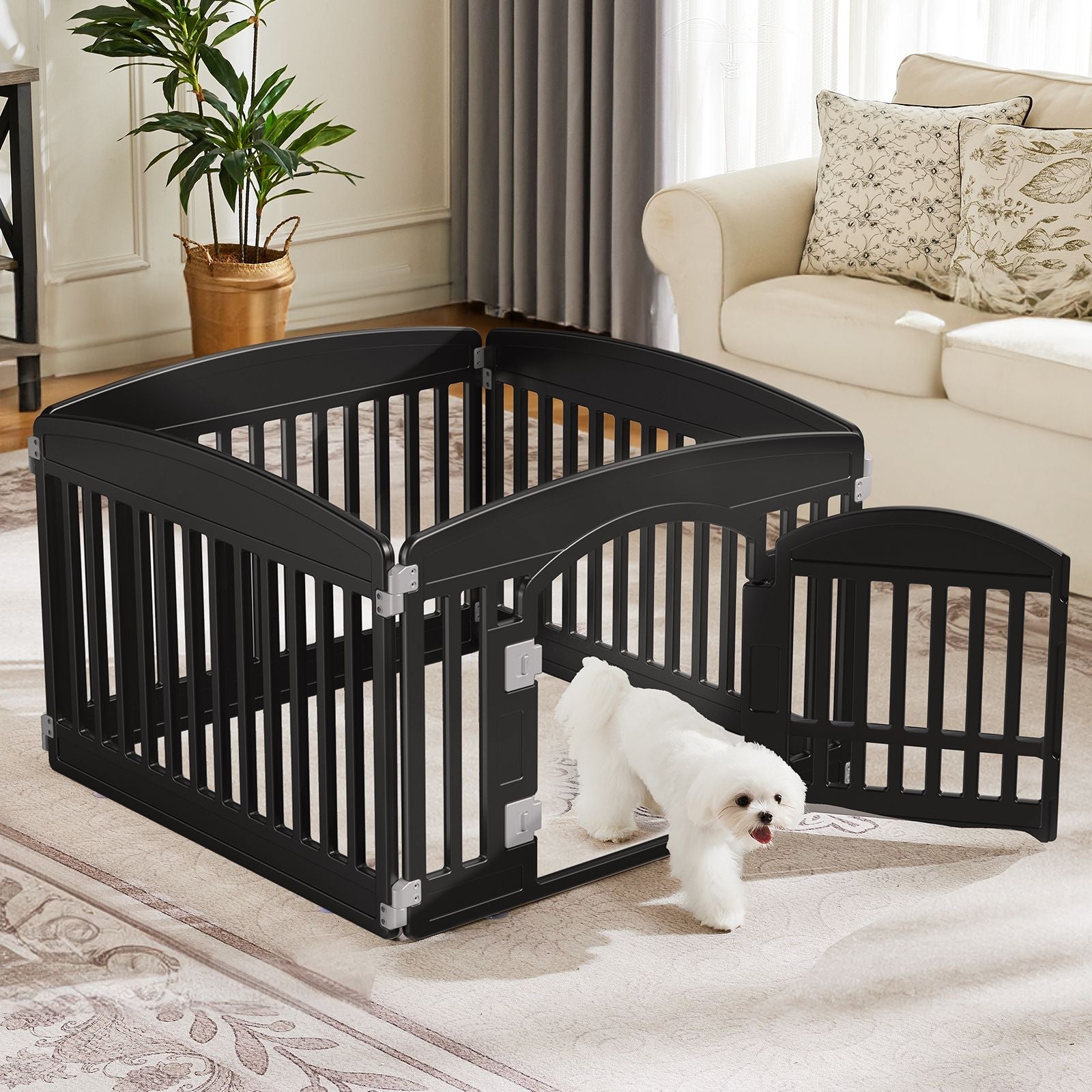 Dog Playpen Safe & Secure Indoor/Outdoor Pet Fence | Folding & Portable | Ideal for Small to Medium Dogs | Easy to Clean - Dog Time Outlet