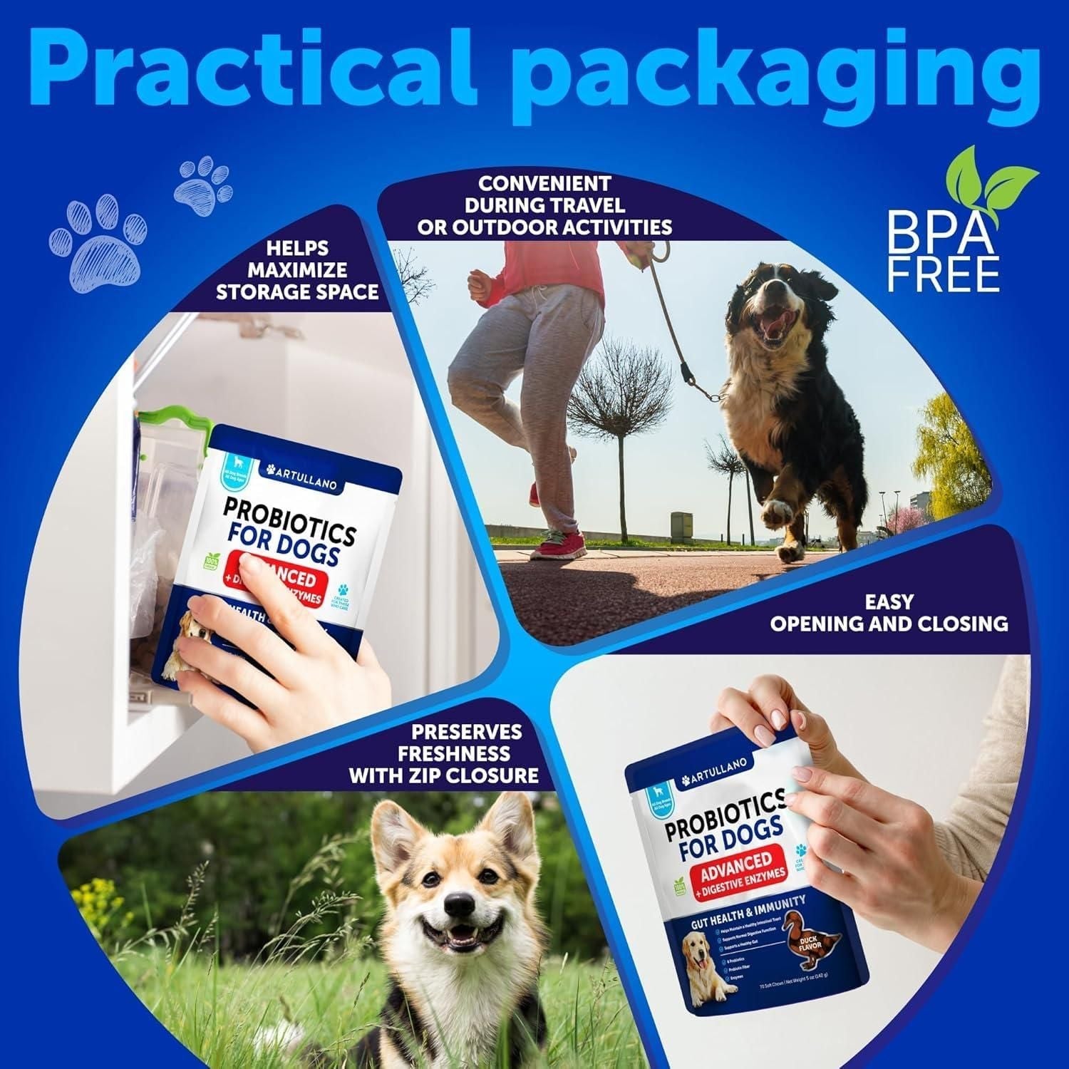 Dog Probiotics Gut Health Itchy Skin Allergies & Immunity Support Yeast Balance Dog Probiotic Chews with Prebiotics Dog Probiotics and Digestive Enzymes Reduce Diarrhea - Dog Time Outlet
