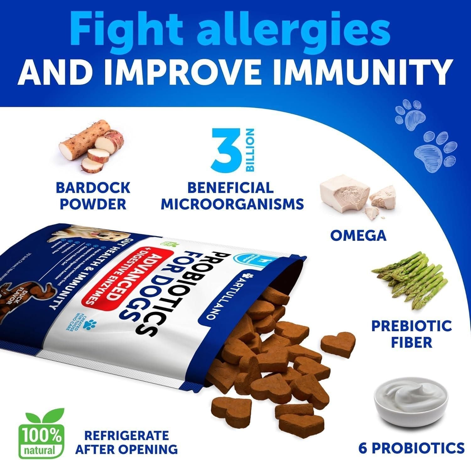 Dog Probiotics Gut Health Itchy Skin Allergies & Immunity Support Yeast Balance Dog Probiotic Chews with Prebiotics Dog Probiotics and Digestive Enzymes Reduce Diarrhea - Dog Time Outlet