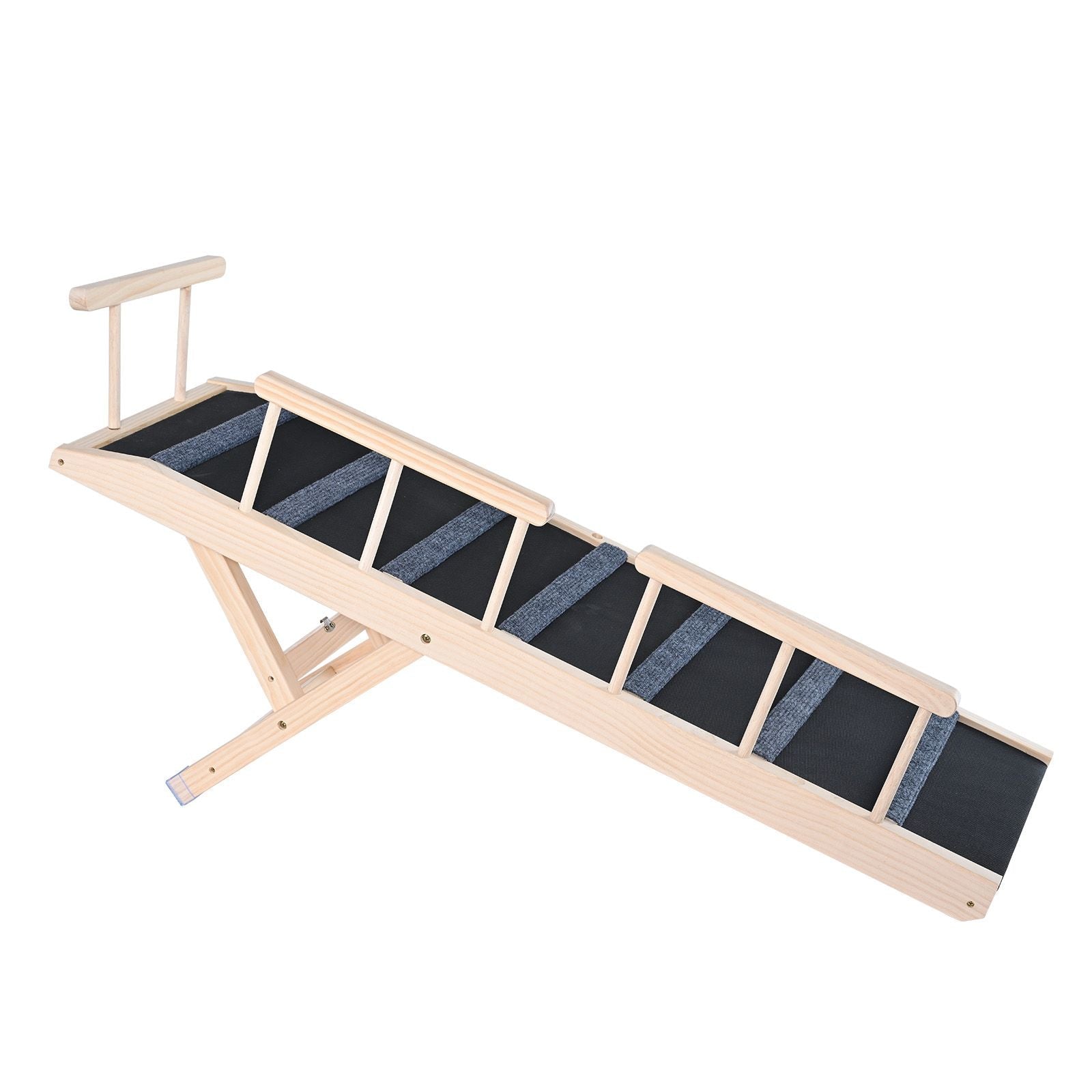 Dog Ramp, Folding Pet Ramp for Bed, Adjustable Dog Ramp for Small, Large, Old Dogs & Cats, Wooden Pet Ramp with 47.2" Long Ramp, Adjustable from 13.8" to 27.6", Suitable for Couch, Sofa, Car - Dog Time Outlet