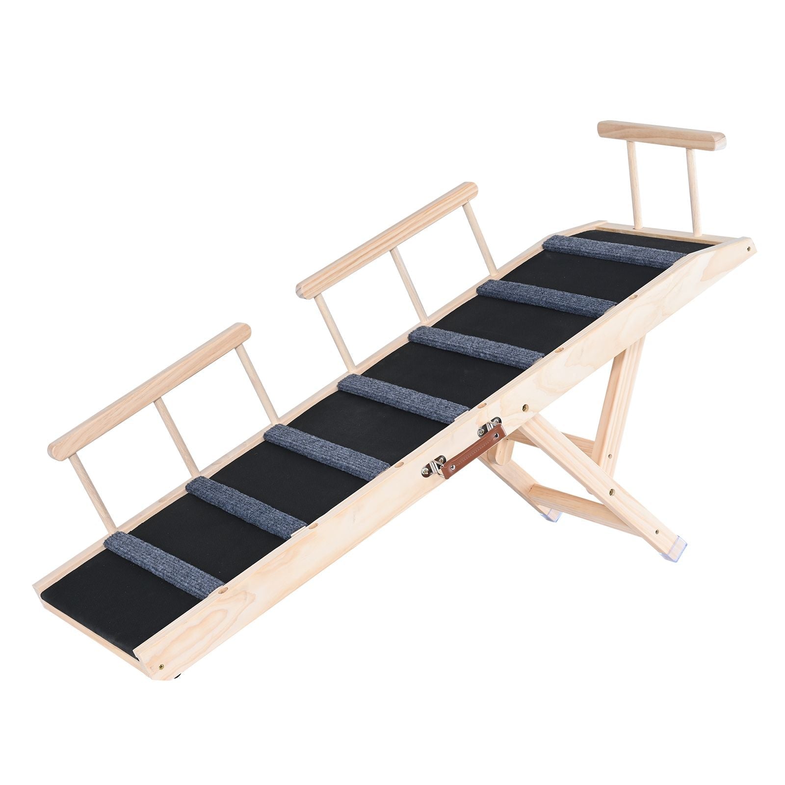 Dog Ramp, Folding Pet Ramp for Bed, Adjustable Dog Ramp for Small, Large, Old Dogs & Cats, Wooden Pet Ramp with 47.2" Long Ramp, Adjustable from 13.8" to 27.6", Suitable for Couch, Sofa, Car - Dog Time Outlet