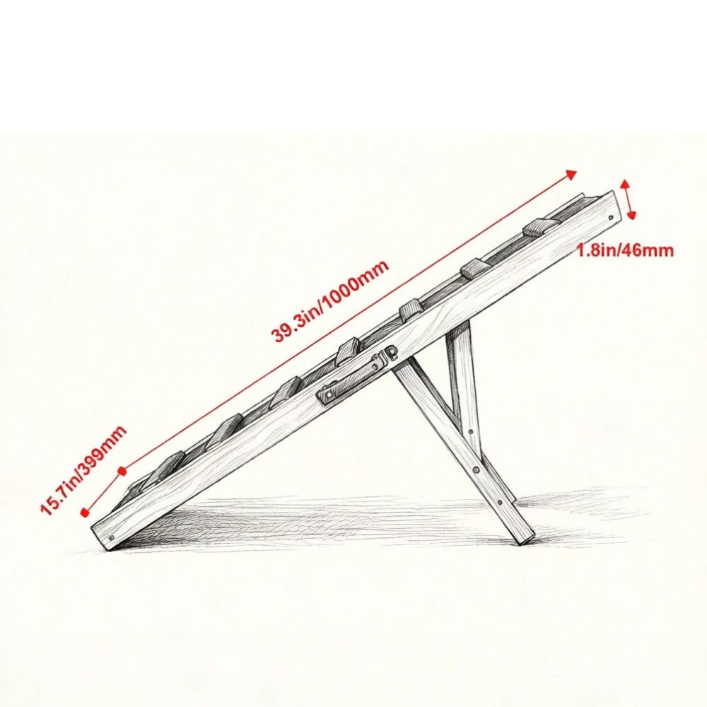 Dog Ramp with Non - Slip and Adjustable Height 39.3 X 15.7 X 1.8 in - Dog Time Outlet