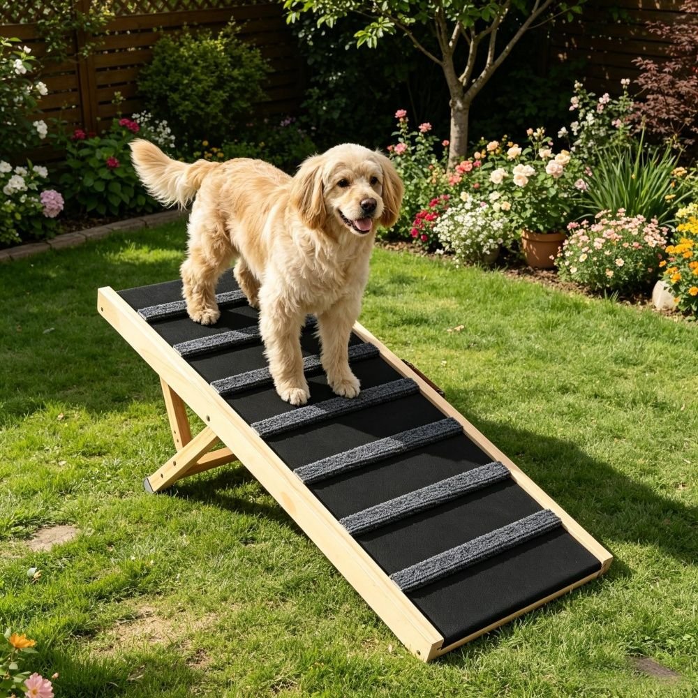Dog Ramp with Non - Slip and Adjustable Height 39.3 X 15.7 X 1.8 in - Dog Time Outlet