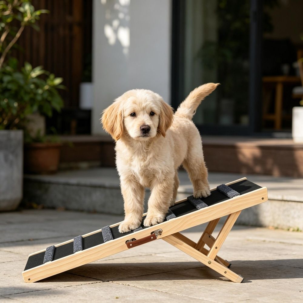 Dog Ramp with Non - Slip and Adjustable Height 39.3 X 15.7 X 1.8 in - Dog Time Outlet