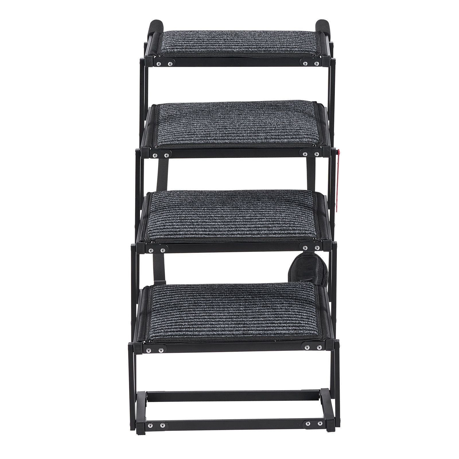 Dog Stairs for Car, 4 Steps Extra Wide Foldable Dog Ramp for Large Dogs with Non - Slip Rug Surface, Portable Lightweight Pet Ladder for Car, SUV, Truck, High Beds, Sofas, Support up to 200 lbs - Dog Time Outlet