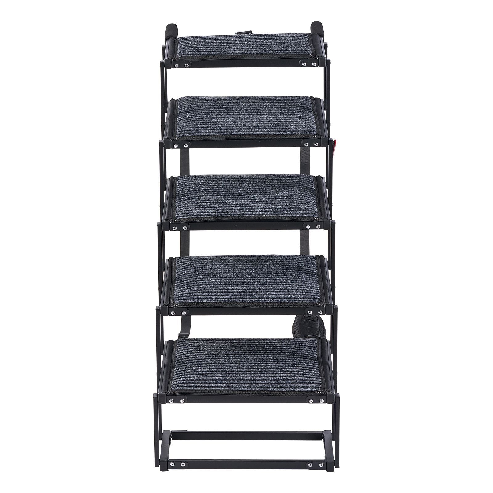 Dog Stairs for Car, 5 Steps Extra Wide Foldable Dog Ramp for Large Dogs with Non - Slip Rug Surface, Portable Lightweight Pet Ladder for Car, SUV, Truck, High Beds, Sofas, Support up to 200 lbs - Dog Time Outlet