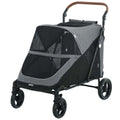 Dog Stroller for Large Dogs Up to 66 LBS with All - Terrain Spring Suspension, 8 - Position Adjustable Handle, Gray - Dog Time Outlet