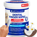 Dog Teeth Cleaning Wipes 50 Dog Dental Care Finger Wipes Disposable Finger Toothbrush for Removing Plaque and Tartar Buildup Oral Freshness Healthy Teeth and Gum Support with Coconut Oil - Dog Time Outlet