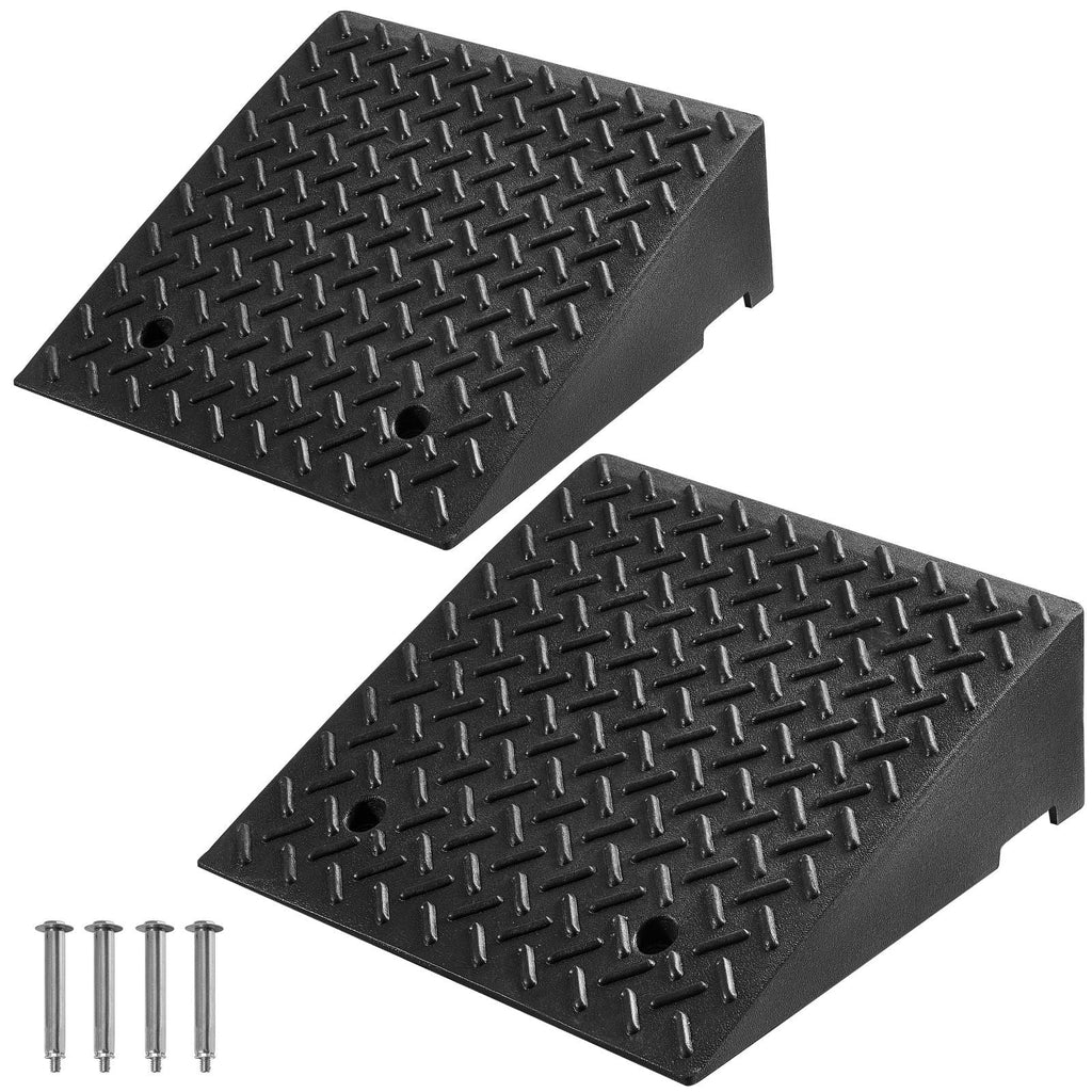 Driveway Curb Ramp, 7000 lbs Load Capacity, 7 Inches Rise Height Heavy Duty Curbside Bridge Ramp with Drainage Tank for Wheelchairs, Strollers, Motorcycles, Cars, Lawn Mowers & Trailers, 2 Pack - Dog Time Outlet