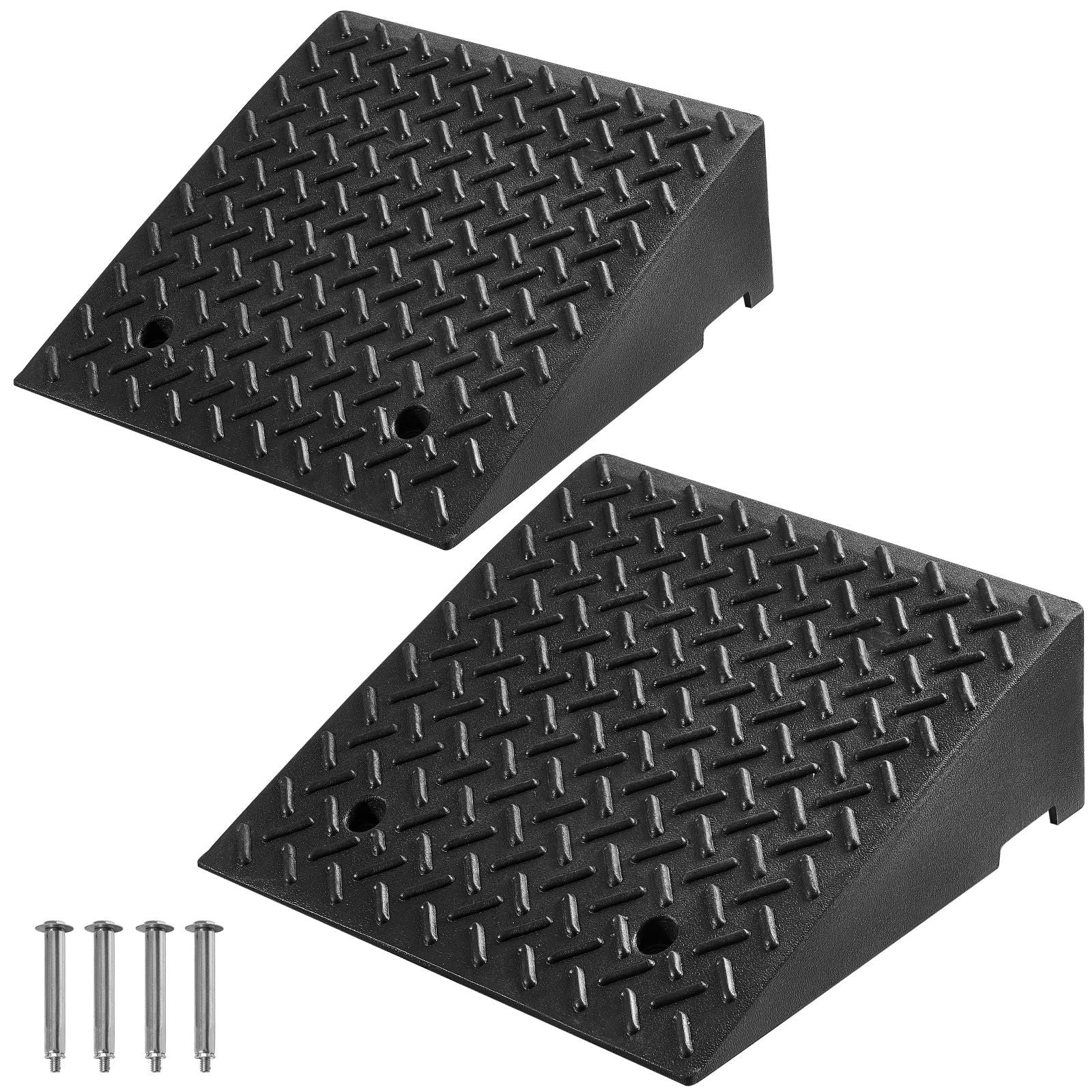 Driveway Curb Ramp, 7000 lbs Load Capacity, 7 Inches Rise Height Heavy Duty Curbside Bridge Ramp with Drainage Tank for Wheelchairs, Strollers, Motorcycles, Cars, Lawn Mowers & Trailers, 2 Pack - Dog Time Outlet