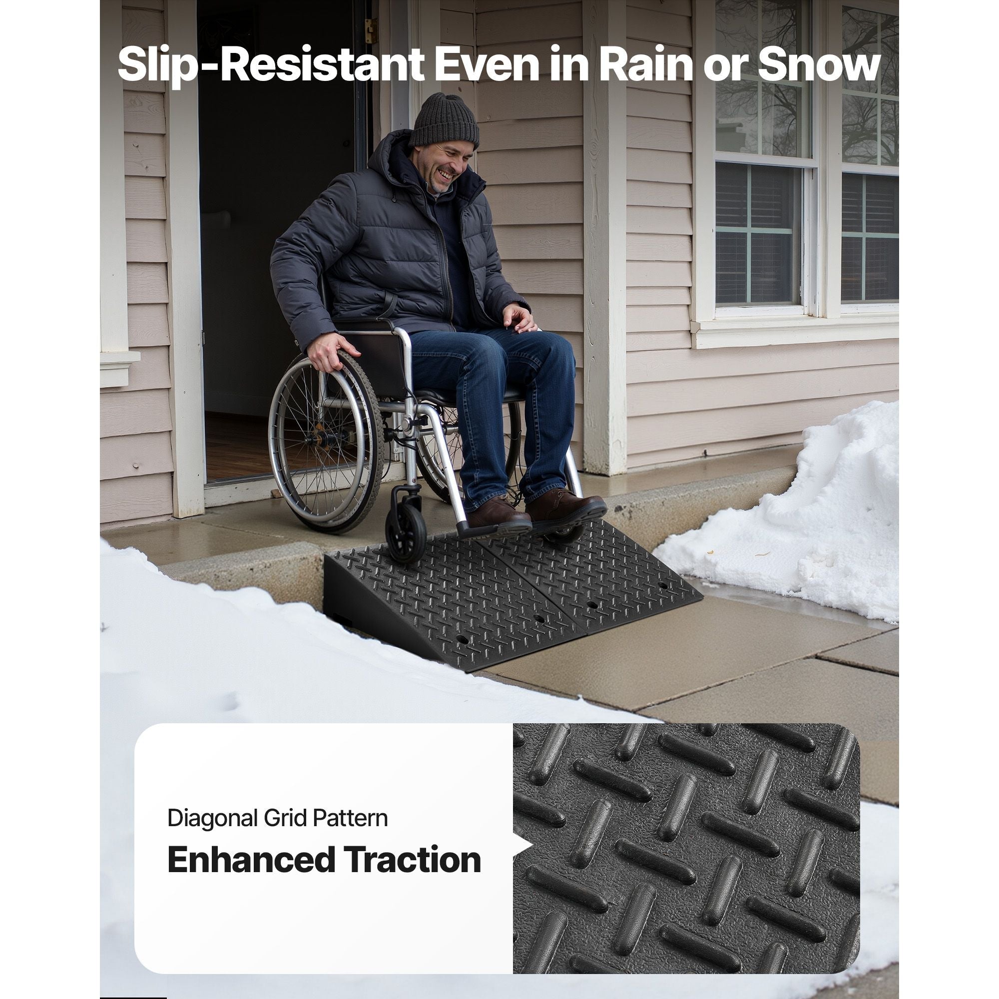 Driveway Curb Ramp, 7000 lbs Load Capacity, 7 Inches Rise Height Heavy Duty Curbside Bridge Ramp with Drainage Tank for Wheelchairs, Strollers, Motorcycles, Cars, Lawn Mowers & Trailers, 2 Pack - Dog Time Outlet