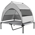 Elevated Dog Bed with Removable Canopy, Portable Outside Raised Pet Cot with Cooling Pad, Storage Bag, 36" x 29.5" x 35" - Dog Time Outlet