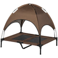 Elevated Portable Dog Cot Pet Bed with UV Protection Canopy Shade, 36 inch, Coffee - Dog Time Outlet