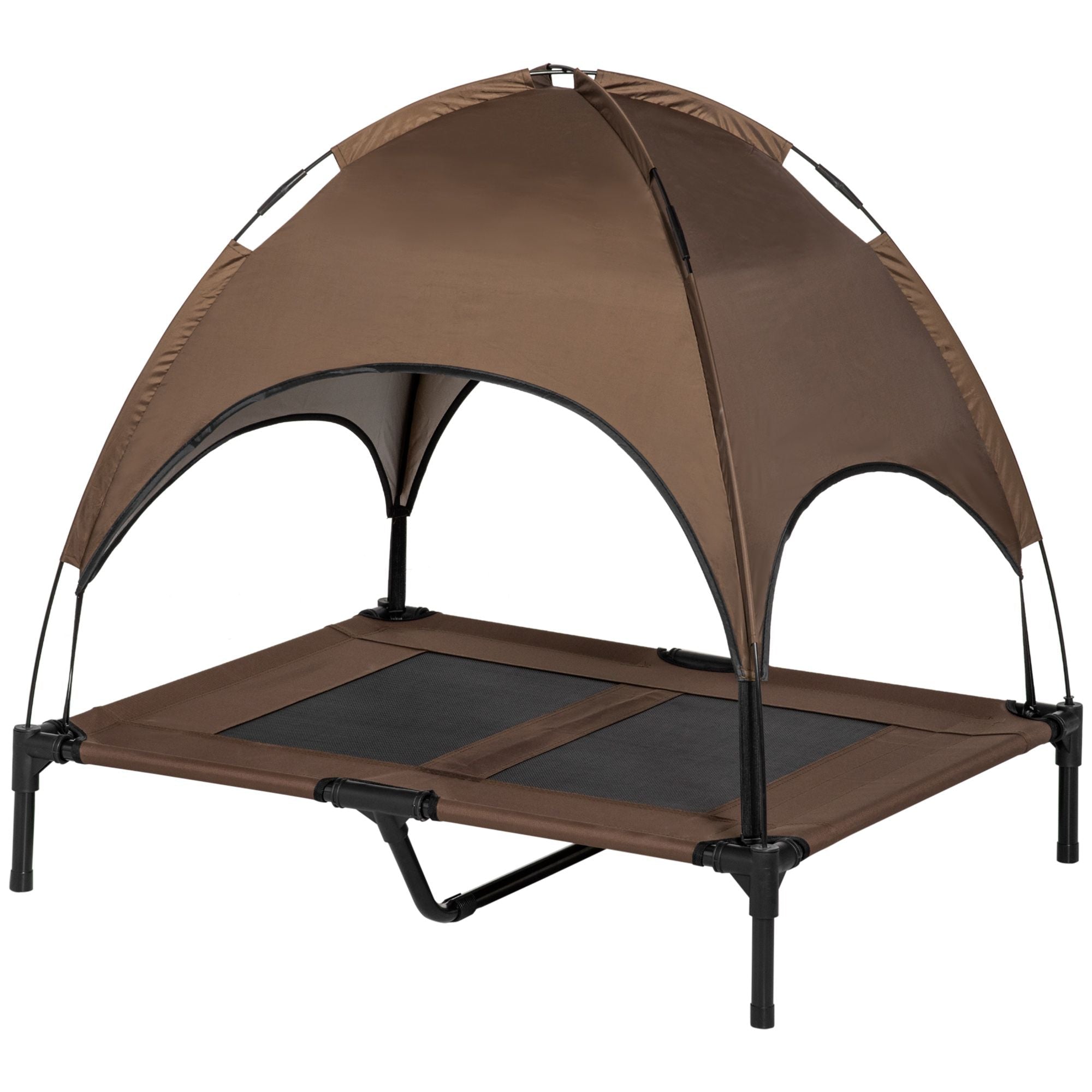 Elevated Portable Dog Cot Pet Bed with UV Protection Canopy Shade, 36 inch, Coffee - Dog Time Outlet