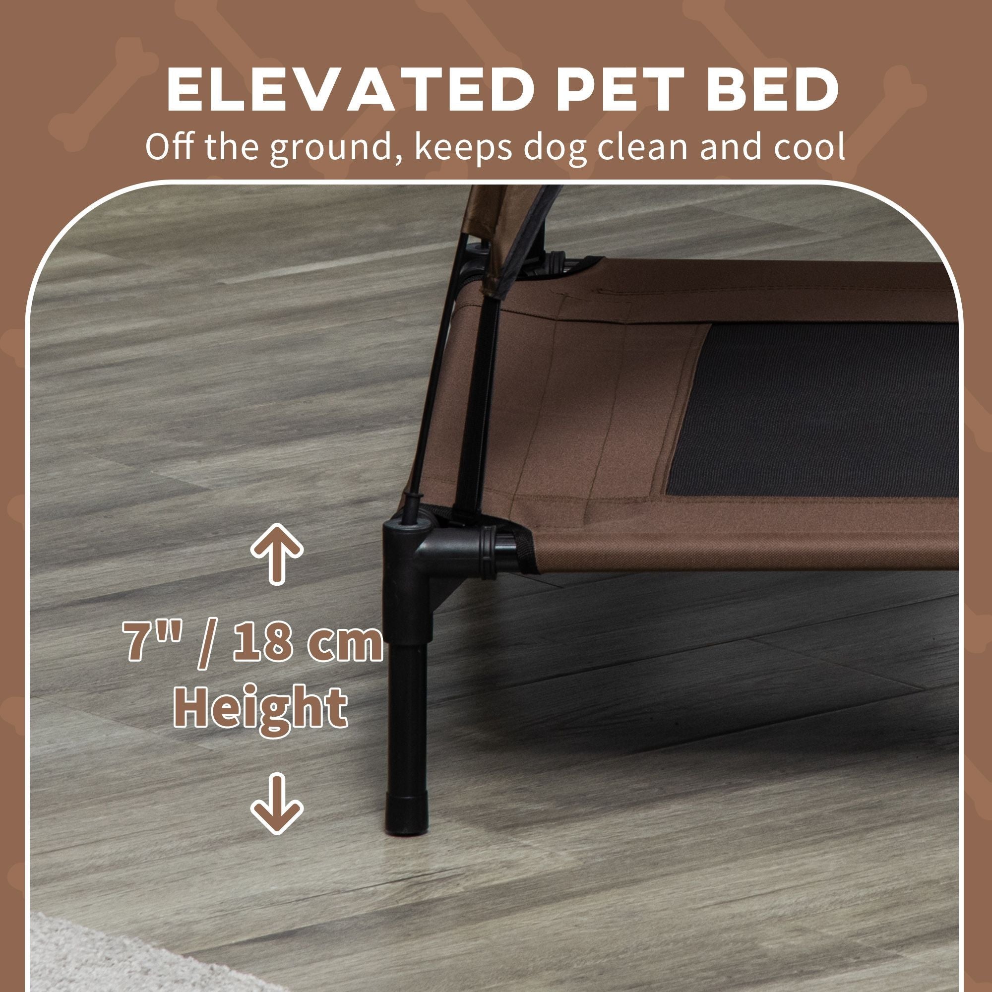 Elevated Portable Dog Cot Pet Bed with UV Protection Canopy Shade, 36 inch, Coffee - Dog Time Outlet
