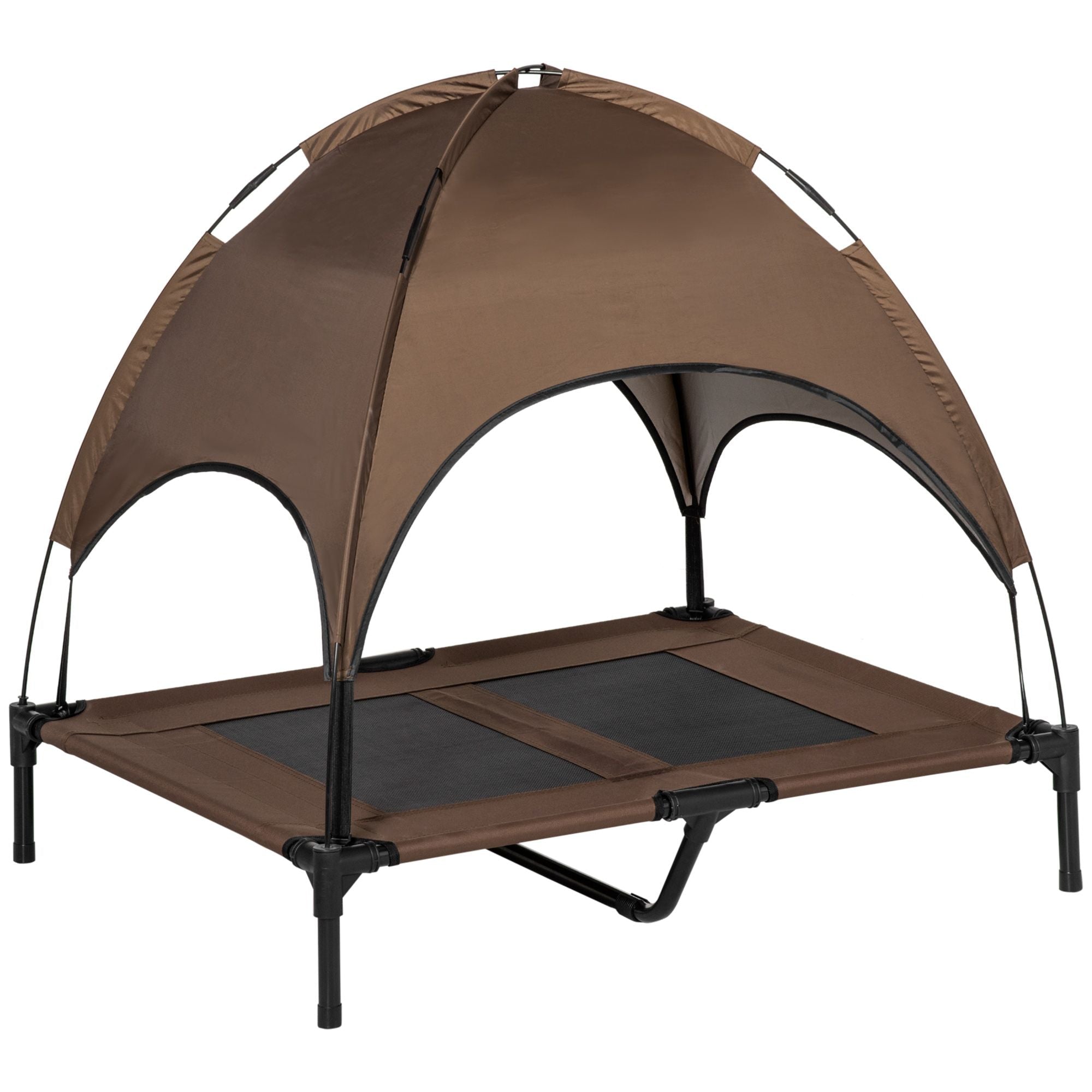Elevated Portable Dog Cot Pet Bed with UV Protection Canopy Shade, 36 inch, Coffee - Dog Time Outlet