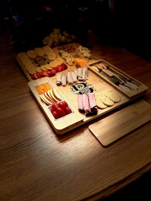 Engraved Bamboo Charcuterie Board: Personalized Serving Tray with Knife Set - Dog Time Outlet