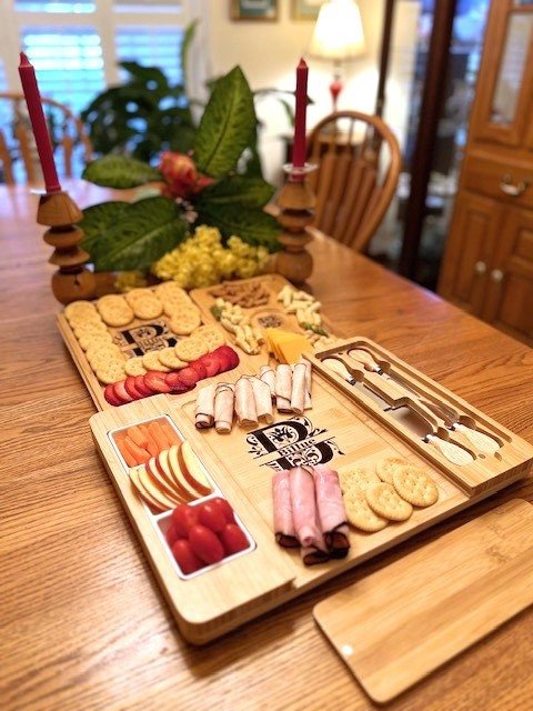 Engraved Bamboo Charcuterie Board: Personalized Serving Tray with Knife Set - Dog Time Outlet