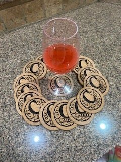 Fanciful Personal Cork Coasters for wedding tables with names or designs & dates - Dog Time Outlet
