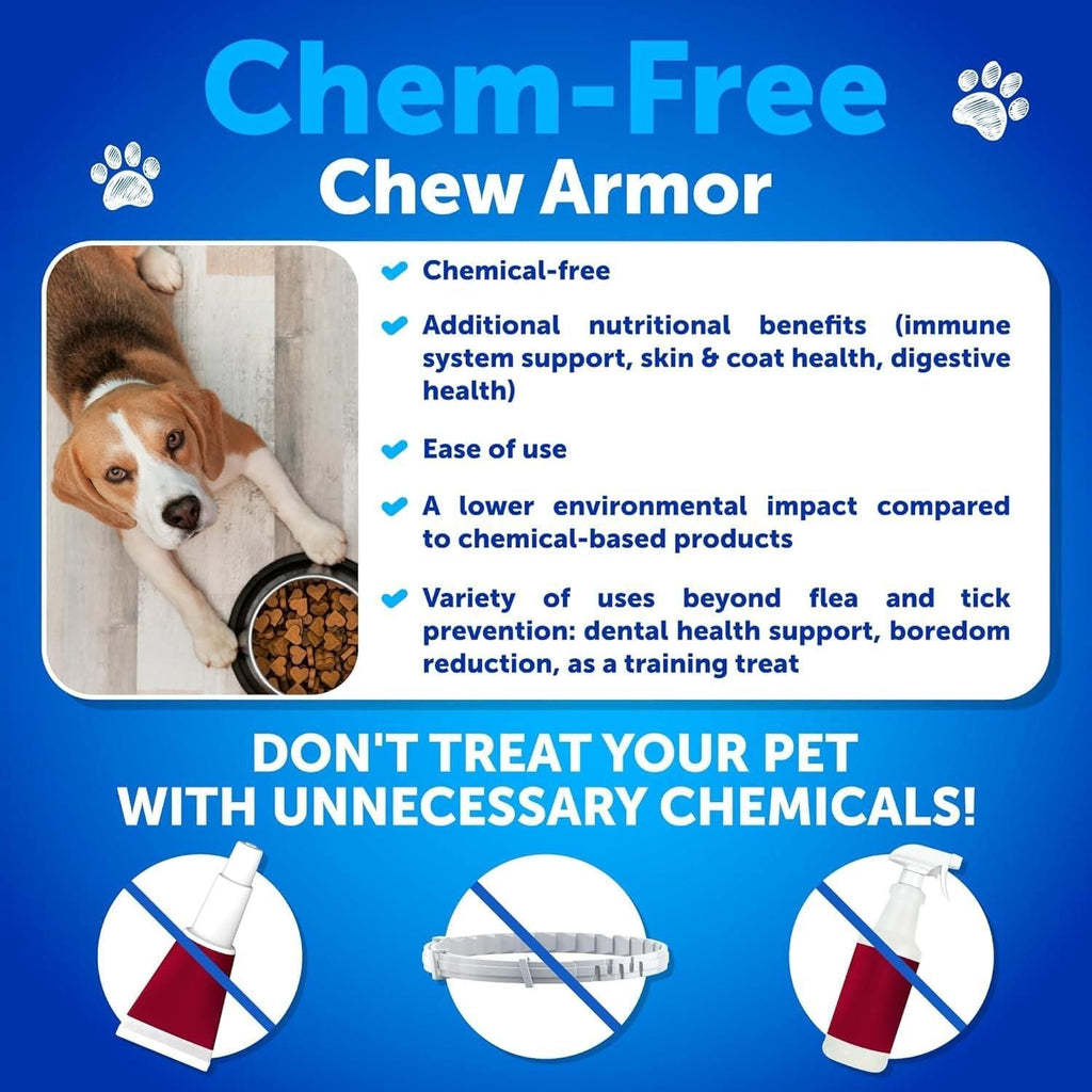 Flea and Tick Prevention for Dogs Chewables Natural Flea Treatment Supplement for Small & Large Dogs with Vitamins Immune Support Chews Pest Defense Oral Pills 120 Soft Treats Made in USA - Dog Time Outlet