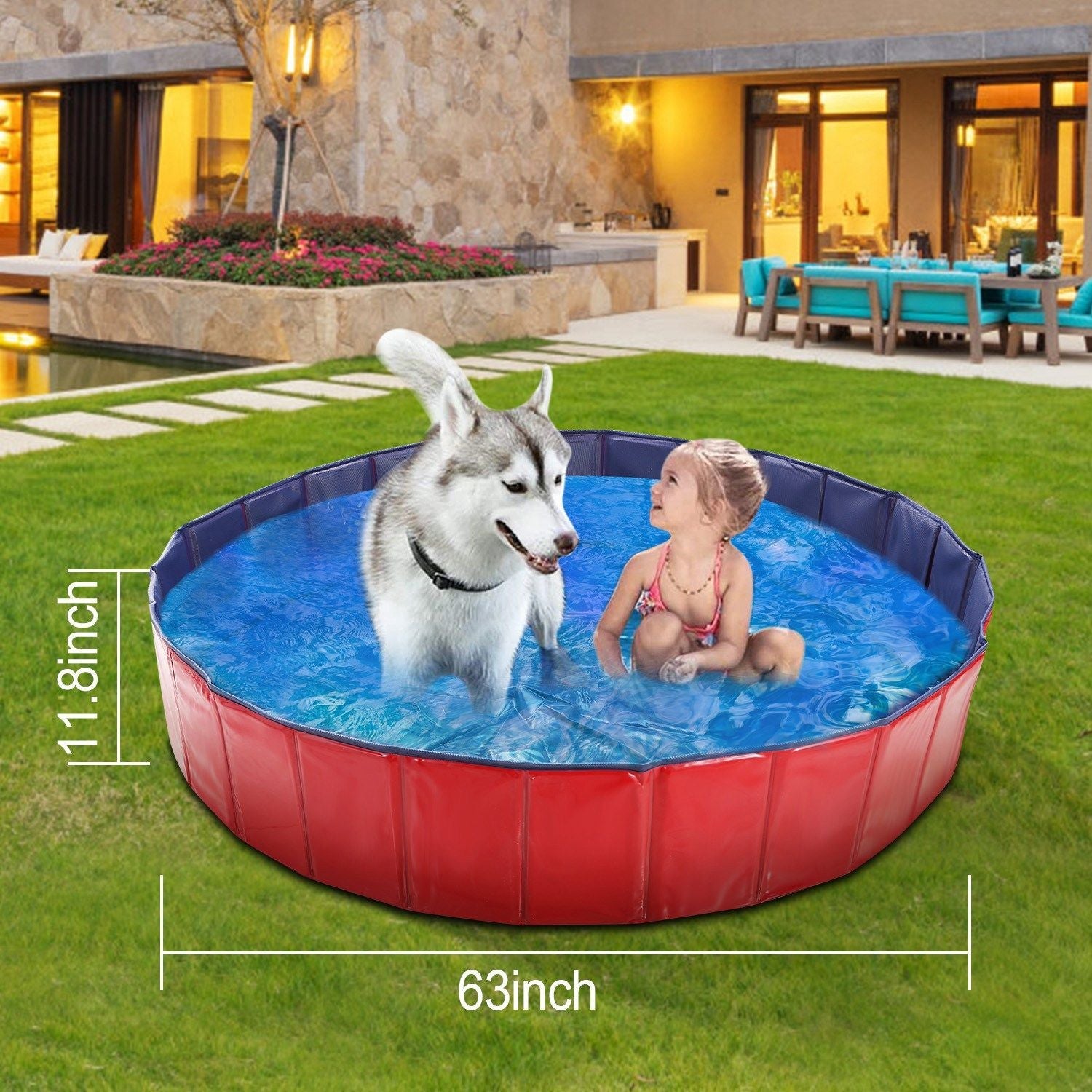 Foldable Pet Swimming Pool PVC Kiddie Baby Dog Swim Pool Bathing Tub Playmat Kids Pools - Dog Time Outlet