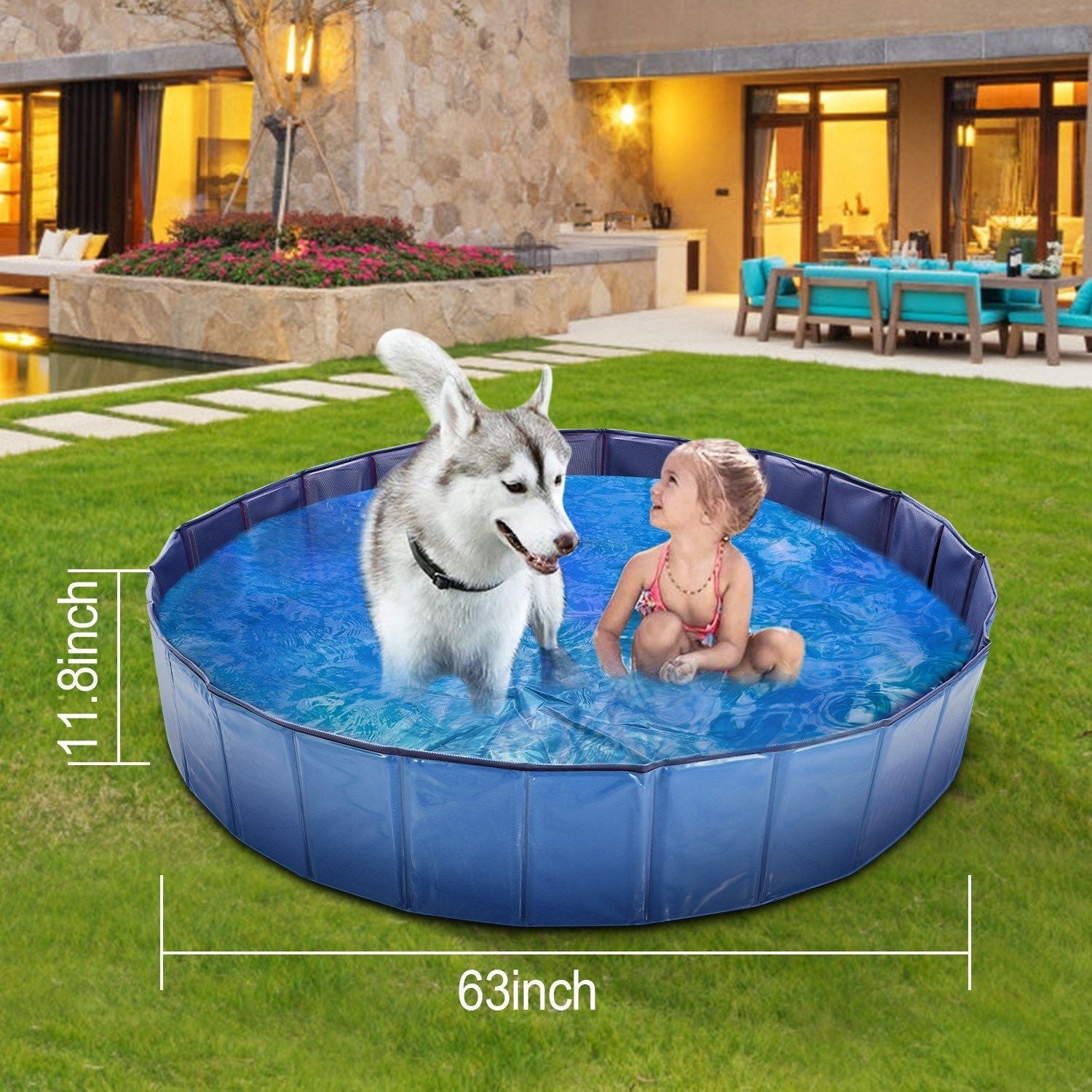 Foldable Pet Swimming Pool PVC Kiddie Baby Dog Swim Pool Bathing Tub Playmat Kids Pools - Dog Time Outlet