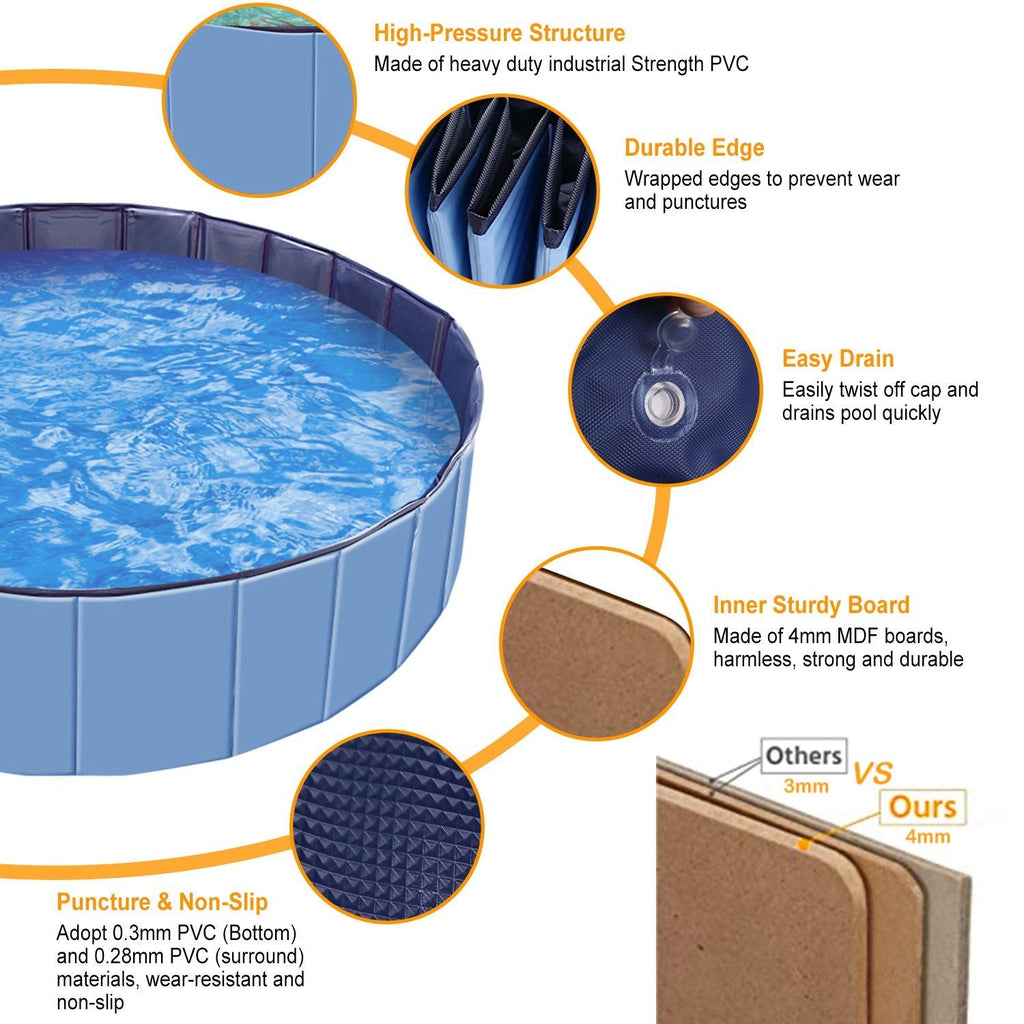 Foldable Pet Swimming Pool PVC Kiddie Baby Dog Swim Pool Bathing Tub Playmat Kids Pools - Dog Time Outlet