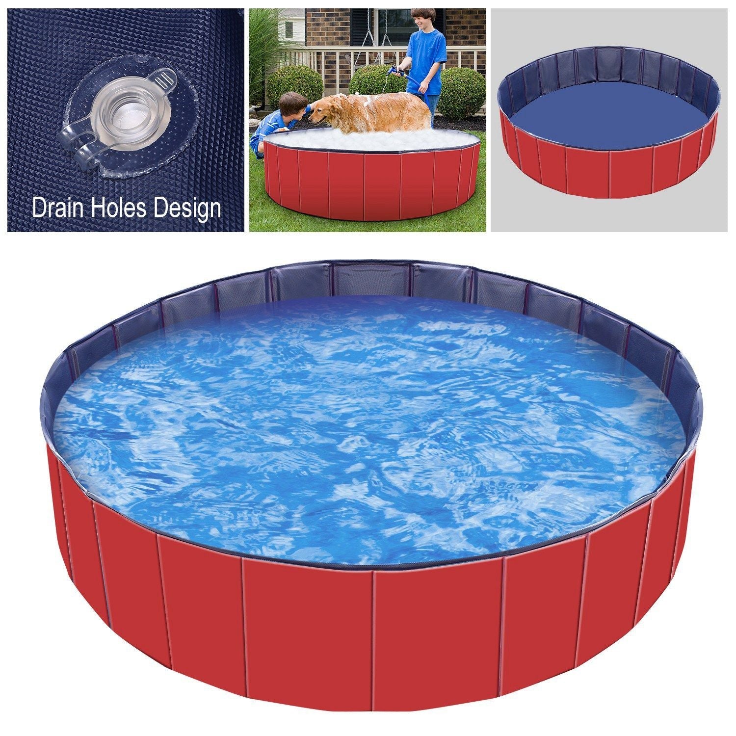 Foldable Pet Swimming Pool PVC Kiddie Baby Dog Swim Pool Bathing Tub Playmat Kids Pools - Dog Time Outlet